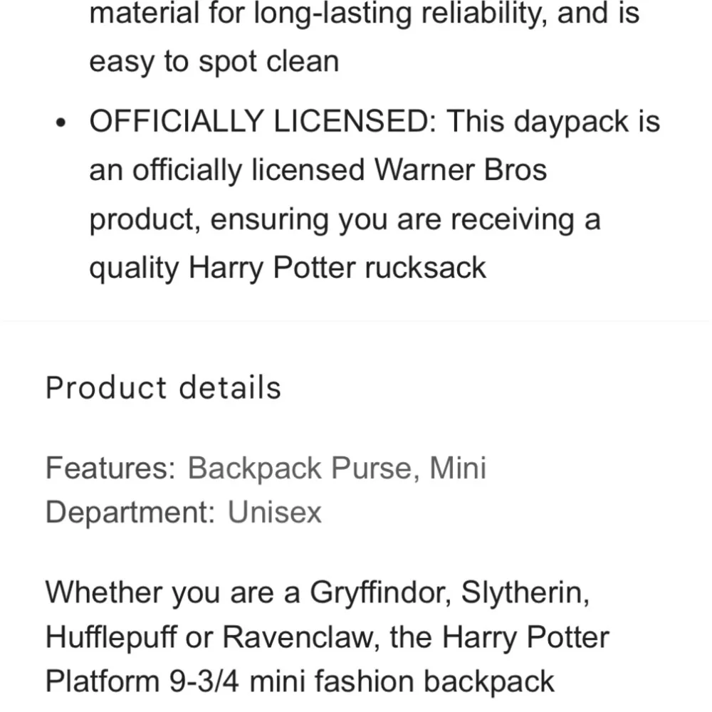 NWOT Harry Potter 9 3/4 mini backpack - Picture 8 of 9